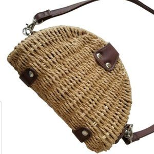 White House Black Market WHBM Purse Crossbody Handbag Straw Wicker Weave Clutch